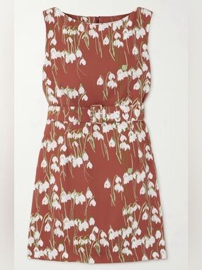 Floral Belted Mini Dress in Rust